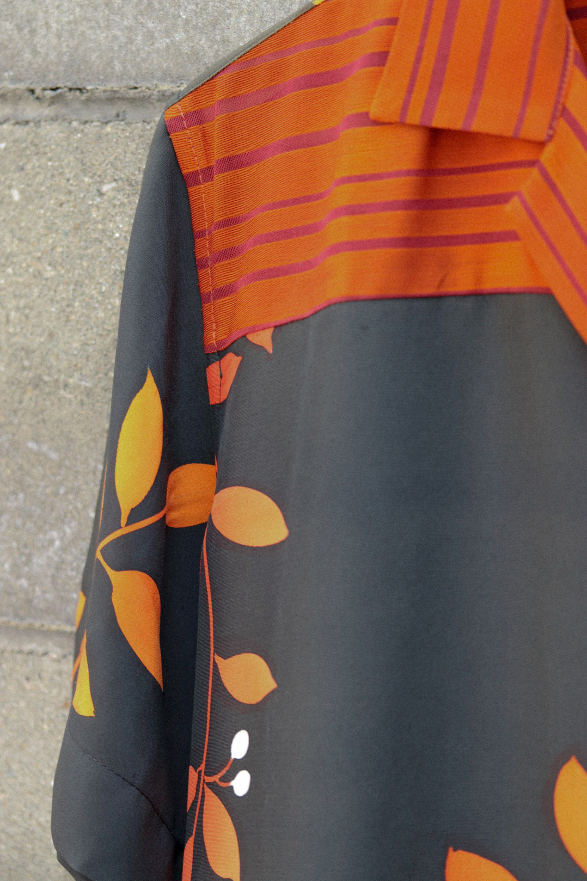 Women's Black & Orange Kimono Shirts