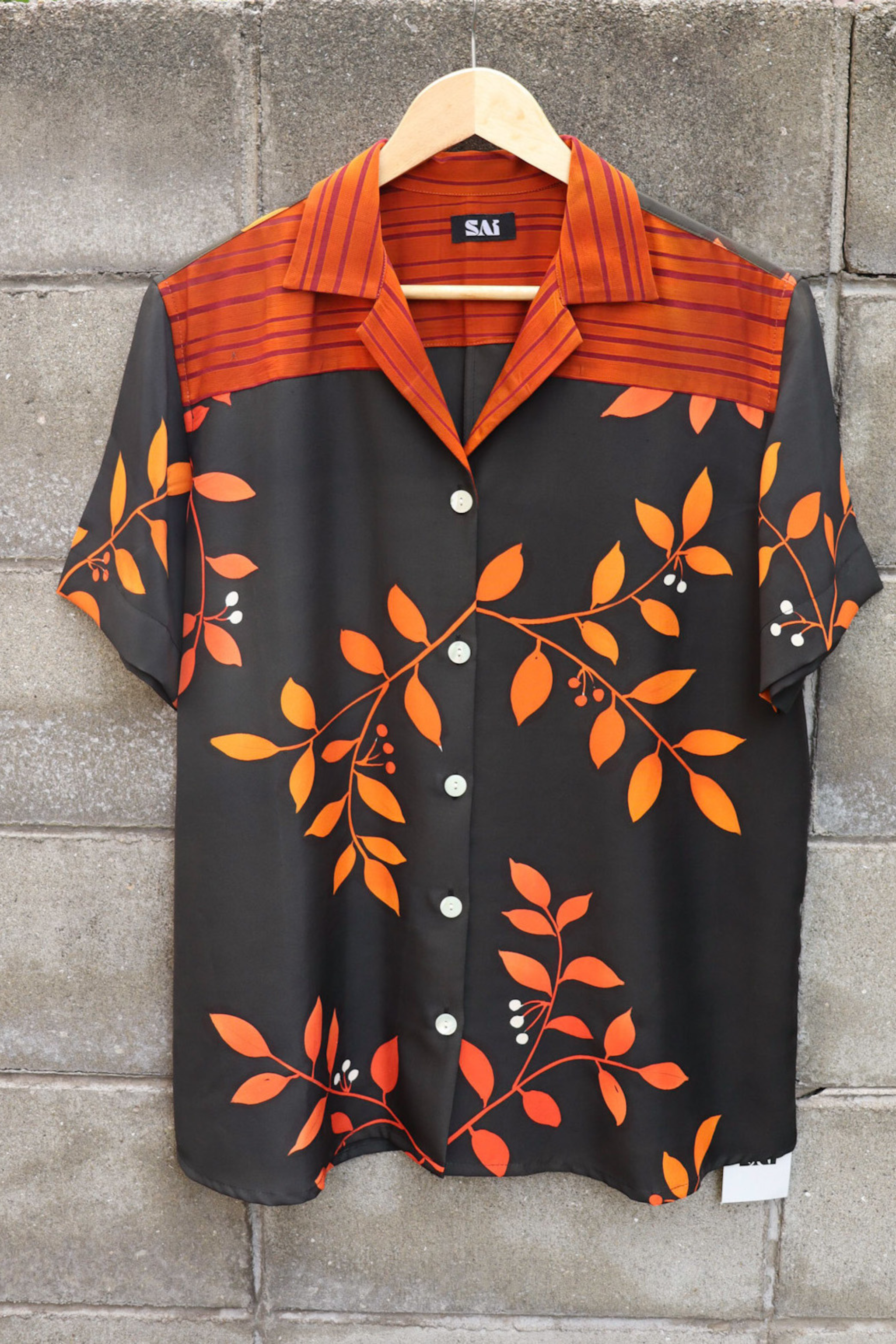 Women's Black & Orange Kimono Shirts