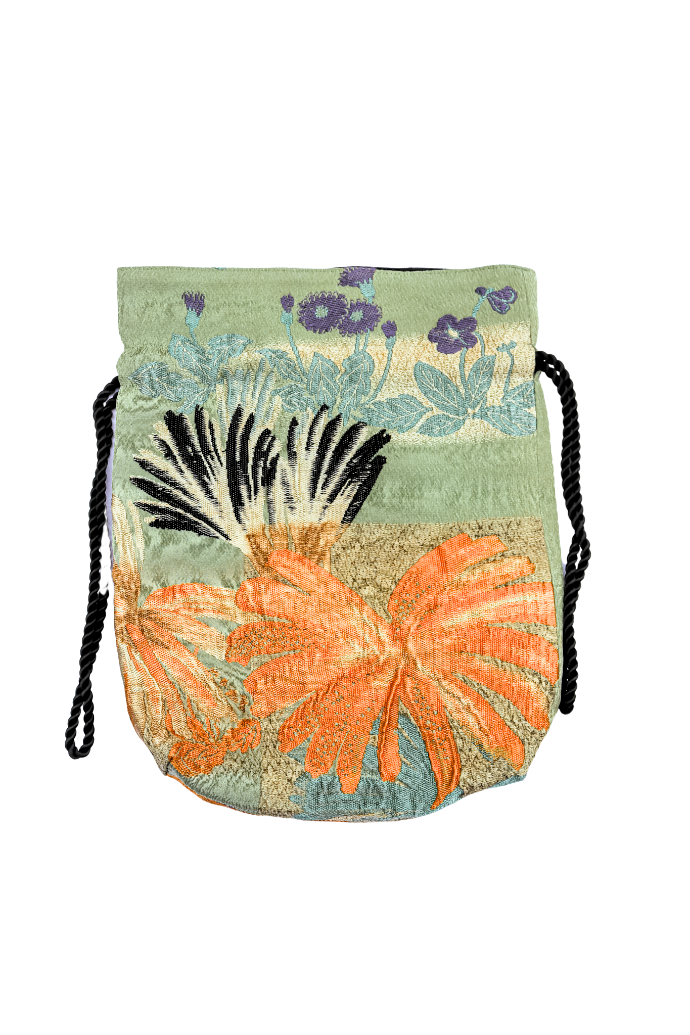 Botanical Flower-Kinchaku bag