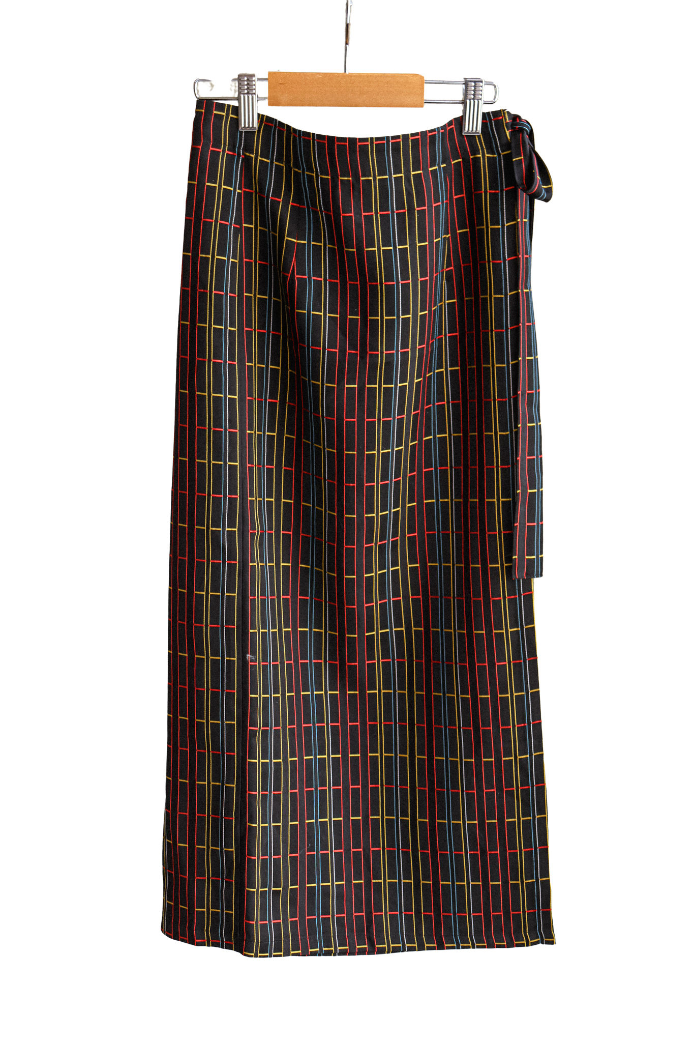 Green Plaid-Kimono wrap skirt