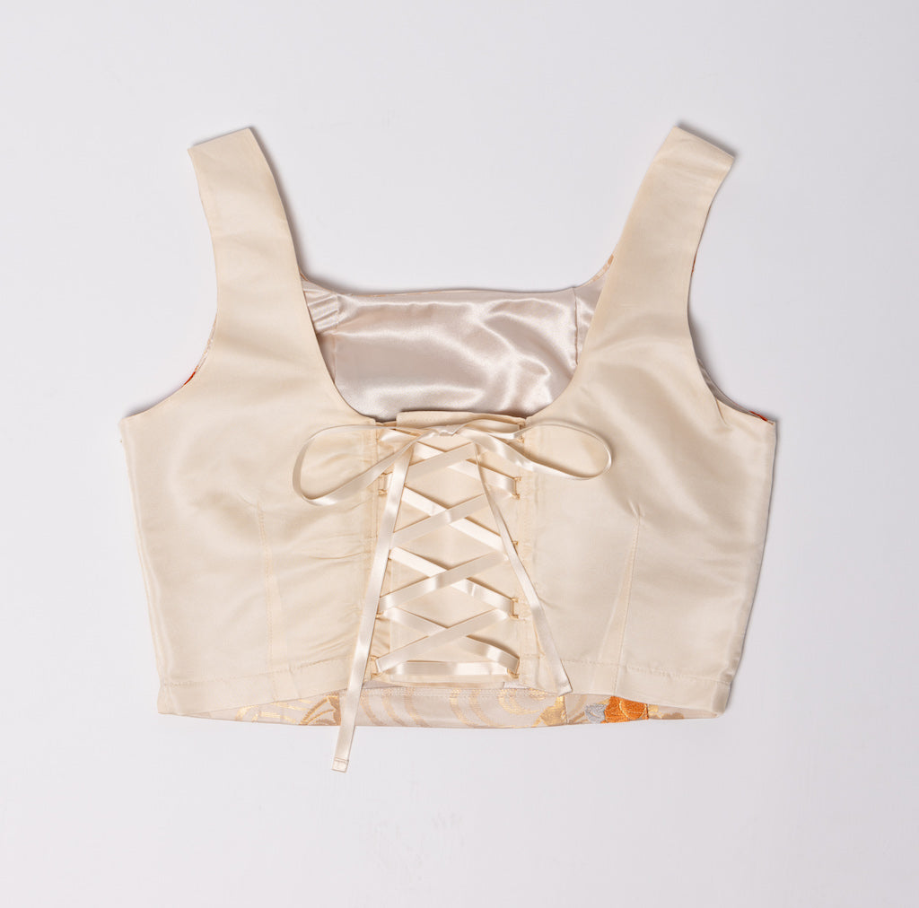 Rose Gold Flowers Obi Bustier