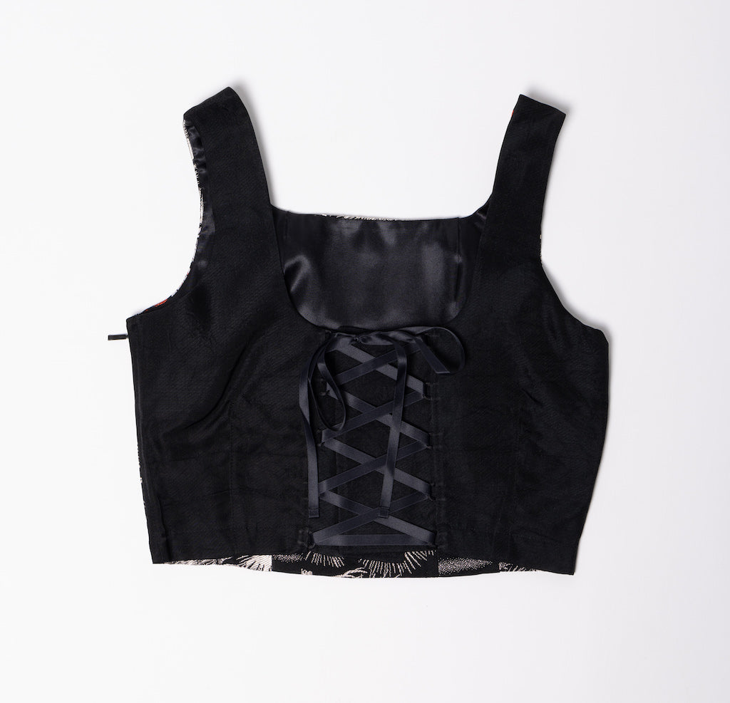 Black/Silver Obi Bustier