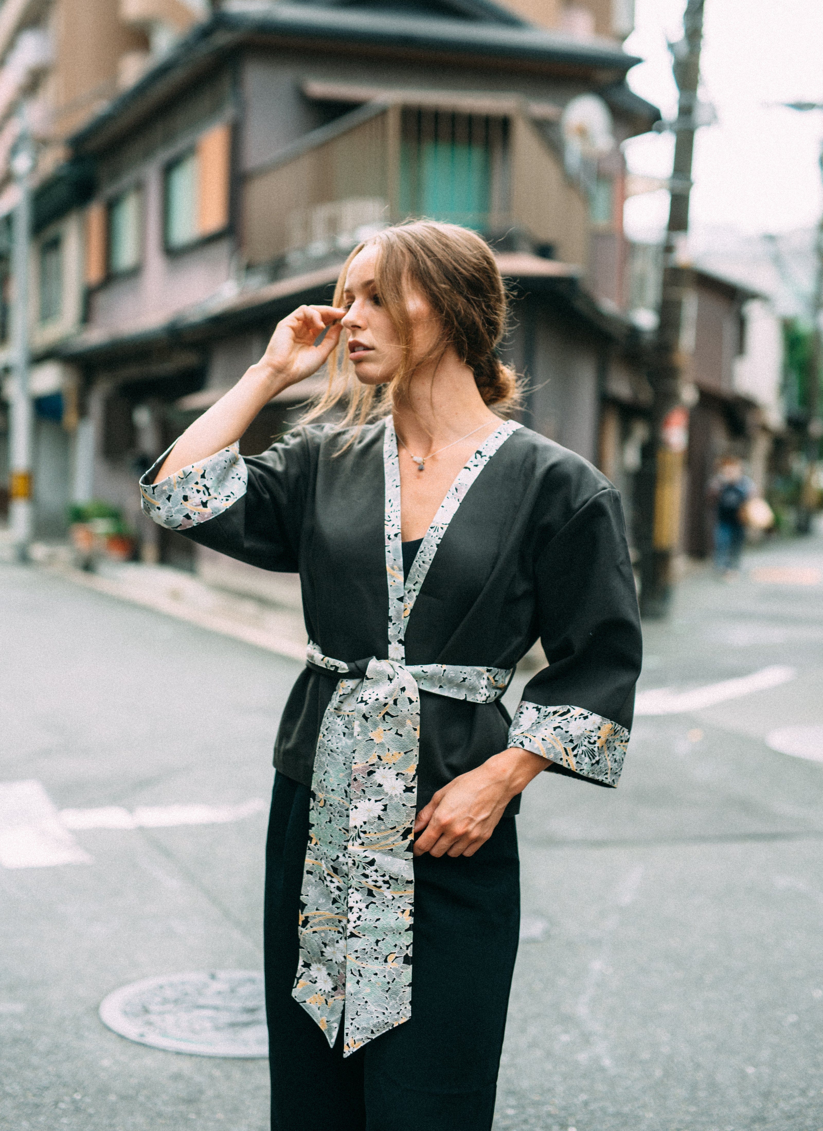 Black Flower-Kimono Jacket