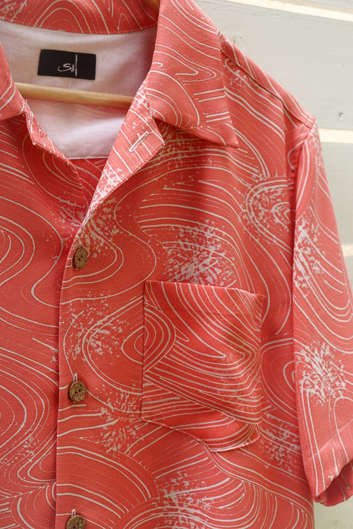 Coral Pink-Kimono Hawaiian Shirt