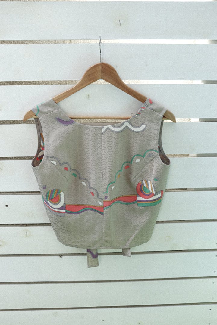 Gray Kimono Open Back Tank