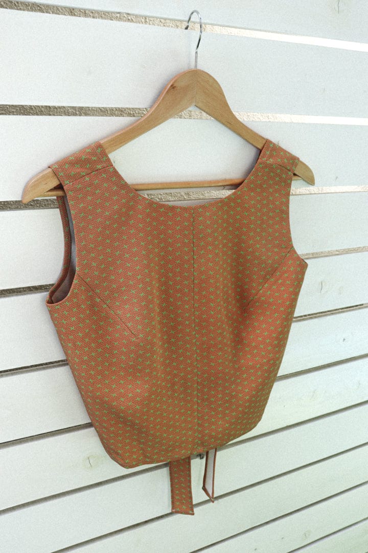 Brown x Neon Green Kimono Open Back Tank