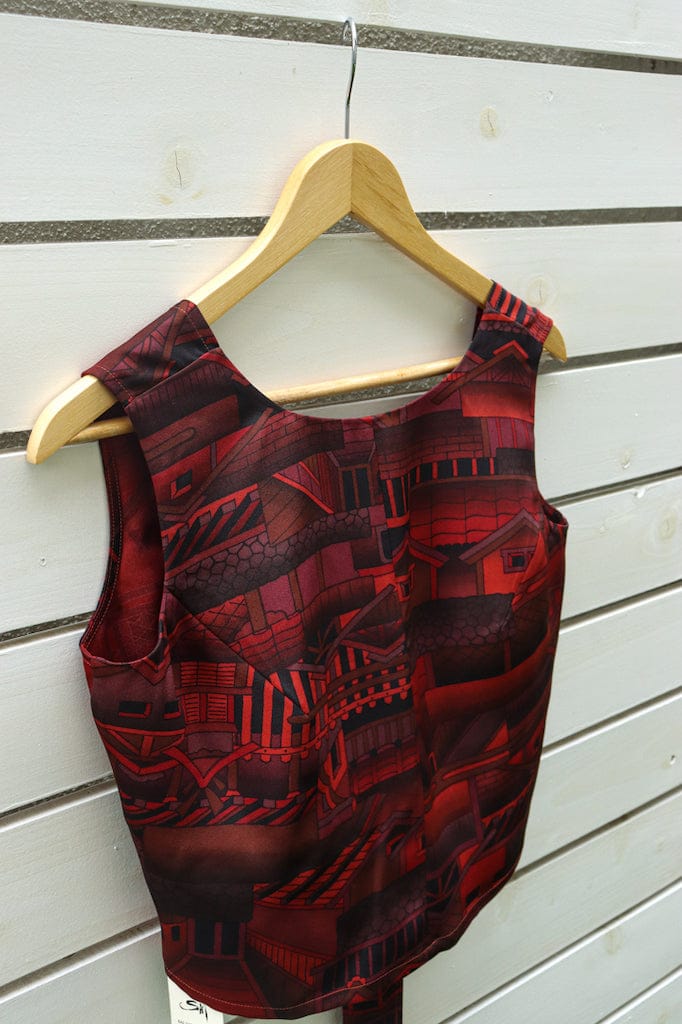 Dark Red Kimono Open Back Tank