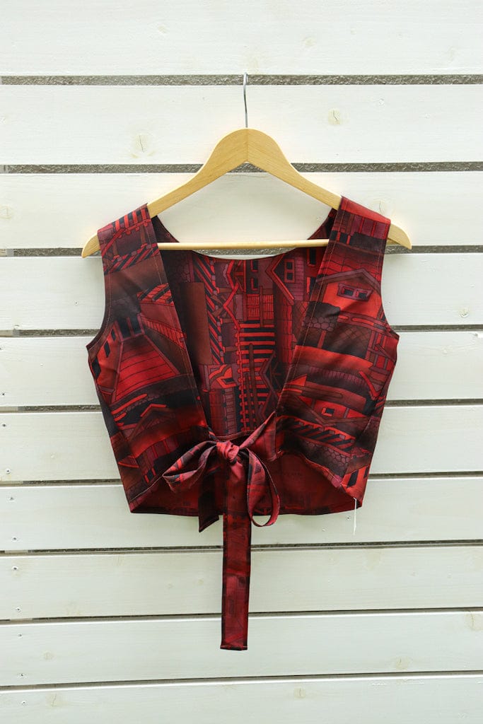 Dark Red Kimono Open Back Tank