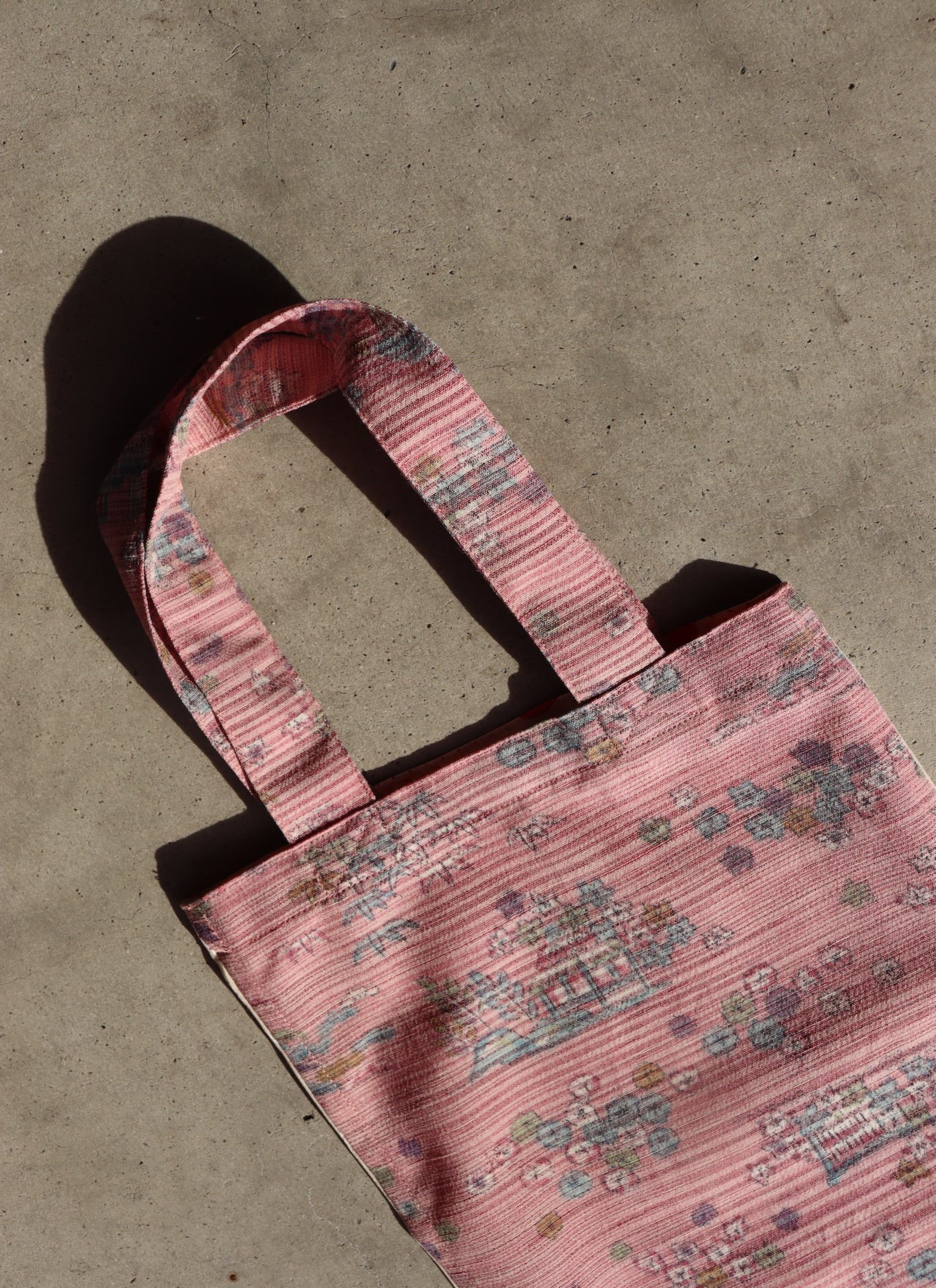 Kimono Tote Pink  And White Bag